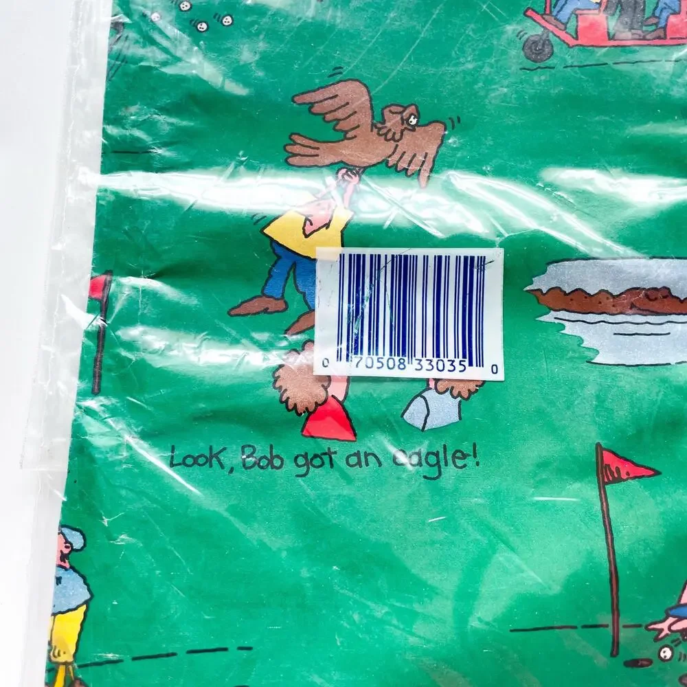 New Vintage Novelty Funny Golf Themed Green Gift Wrap Wrapping Paper 20sqft